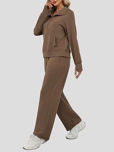 Conjunto Deportivo Informal para Mujer, Estilo Lavado Ácido, para Viaje, Corte Regular, Conjunto Combinado - Product Image 3