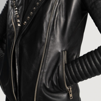 Nouvelle Arrivée Vestes d'extérieur pour femmes en cuir véritable, personnalisées, cloutées, imprimées, respirantes, coupe-vent, imperméables, style motard vintage, hiver