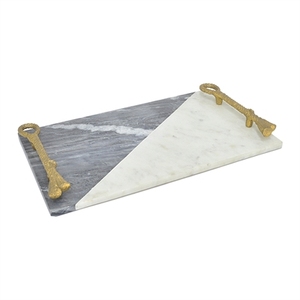 Plateau de service en verre pour décoration de table de mariage avec poignées en métal Plateaux de nourriture pour restaurant et hôtel à vendre - Product Image 2