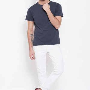 T-shirt décontracté pour homme à manches courtes 100% coton de haute qualité Impression personnalisée du logo Respirant Uni 220g en solde - Product Image 4