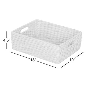 Cesta rectangular simple de ratán, cesta de almacenamiento hecha a mano, venta al por mayor, ecológica, hecha en Vietnam - Product Image 3
