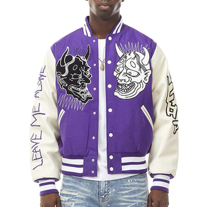 2025 New Design Men's Winter Hip Hop Thin Hooded Windproof Oversize Baseball Varsity <b>Jacket</b> Premium Quality Chenille <b>Patches</b> - Product Image 6