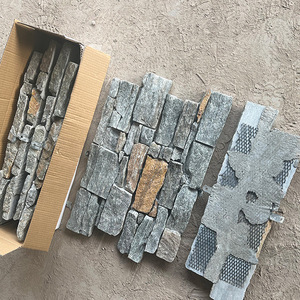 Panneaux de revêtement mural en <span class=keywords><strong>ardoise</strong></span> gris-brun modernes, résistants aux acides, aspect pierre naturelle fendue, empilés - Product Image 3