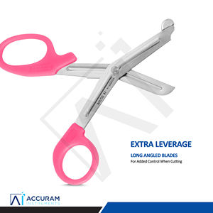Ciseaux médicaux pour traumatisme, ciseaux à pansements, rose, 14,5 cm, acier inoxydable, pointe arrondie inclinée, chirurgie d'urgence, hôpital, paramédicaux, infirmières - Product Image 3
