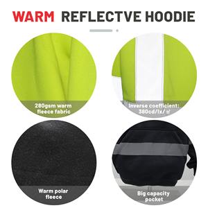 High-Visibility Safety Sport Clothing <b>Hi</b> <b>Vis</b> Outdoor Construction <b>Hoodie</b> Sweatshirt - Product Image 3