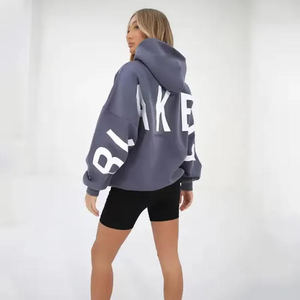 Sudadera con capucha de moda para mujer, holgada, de punto forrado, ecológica, con estampado de letras personalizadas y logotipo grande, estilo urbano, al por mayor - Product Image 1