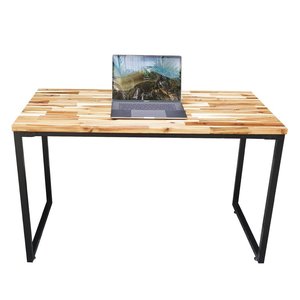 HBWD023 120x60cm Acacia Solid Wood PC <b>Desk</b> Simple Design Iron Legs Portable <b>Folding</b> for Hotel Home Office Assembly Required - Product Image 1