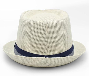 Sombrero de Paja Panamá de Ala Ancha, Estilo Jazz, para Playa, Casual, Unisex, Transpirable, de Moda, para Verano, con Cinta Azul, para Ciclismo - Product Image 1