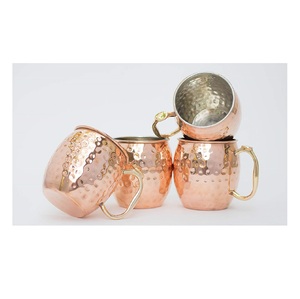 Ensemble de tasses en cuivre Moscow Mule de 2 poignées en laiton avec agitateur en cuivre, paille et verre à liqueur pour bar à domicile, hôtel et restaurant - Product Image 5