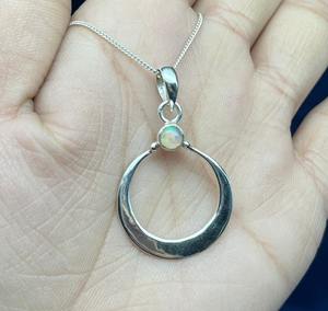 Natural <b>Opal</b> Silver <b>Pendant</b> 925 Sterling Silver <b>Pendant</b> Handmade Round Silver <b>Pendant</b> - Product Image 1