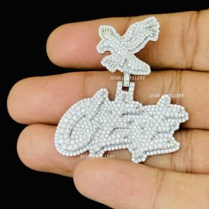 Pendentif lettre VVS Moissanite, pendentif personnalisé en argent sterling 925 VVS Moissanite glacé, pendentif Moissanite VVS glacé - Product Image 2