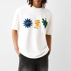 Vente en gros T-shirts décontractés de haute qualité avec broderie personnalisée pour hommes 95 coton 5 élasthanne 300gsm surdimensionné 100 coton pour hommes - Product Image 1