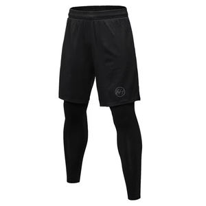 Pantalones cortos ligeros para correr de verano para hombre, pantalones cortos 2 en 1 de secado rápido para entrenamiento físico con cintura elástica, patrón sólido, logotipo personalizado OEM - Product Image 2