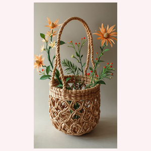 Elegant Bohemian Flower Vase Zen Haven-Inspired Handwoven Rattan and Seagrass Accent for Peaceful Home Styling - Product Image 3
