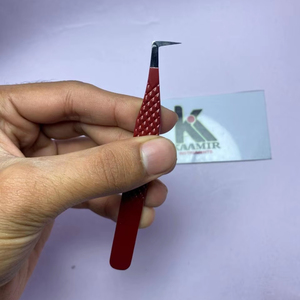 Pinzas de Pestañas Profesionales de Acero Inoxidable de Alta Precisión en Forma de L, Función Antimagnética, Mega Volumen, Aplicación de Pestañas Premium - Product Image 1