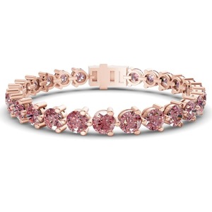Blush Vivid Pink Round Lab Grown Diamond Tennis Bracelet 2 Ct Tw VS Clarity 69 Diamonds 14K <b>Solid</b> <b>Gold</b> Playful Bold Statement - Product Image 3