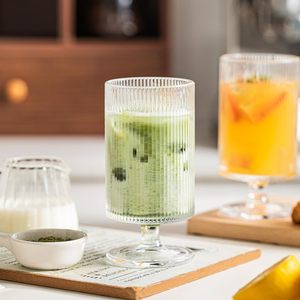 Verres à vin en forme de ballon vintage soufflés à la main, nouveau design, gobelets à côtes, 12 oz, verres à pied à rayures verticales pour cocktails et vin - Product Image 1