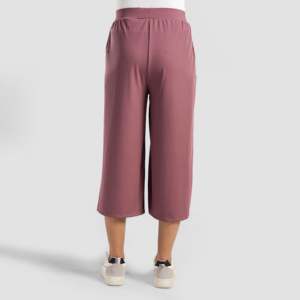 Boundless Women's Casual Pants Dusty Pink High <b>Waist</b> Culottes with <b>Elastic</b> Closure Breathable and Wrinkled Colored Wash Decor - Product Image 3