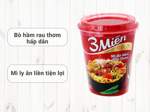 บะหมี่กึ่งสำเร็จรูป 3Mien รสเนื้อตุ๋นผักหอม 65 กรัม แบบถ้วย แพ็ค 24 ถ้วย ผลิตในเวียดนาม - Product Image 5