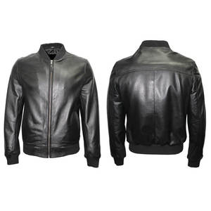 <b>jacket</b> for <b>men</b> <b>Sheepskin</b> <b>Men's</b> Coated Genuine Leather Varsity <b>Jacket</b> with Stand Collar Vintage Style Warm Fit Custom Logo OEM - Product Image 1