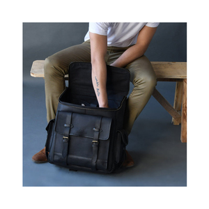 การออกแบบใหม่วินเทจเต็มเมล็ดของแท้กระเป๋าเป้สะพายหลังหนังม้าบ้าหนังแท้กระเป๋าคอมพิวเตอร์กระเป๋าเป้สะพายหลัง - Product Image 4