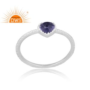 แหวนพลอยไอโอไลต์ธรรมชาติทำจากเงินสเตอริง925เครื่องประดับออกแบบได้ตามต้องการของขวัญสำหรับผู้หญิง - Product Image 1