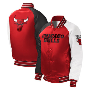 2025 Customized Design Team Chicago Bull & Number Starter bomber <b>jacket</b> / Embroidered Satin bomber <b>Jackets</b> - Product Image 1