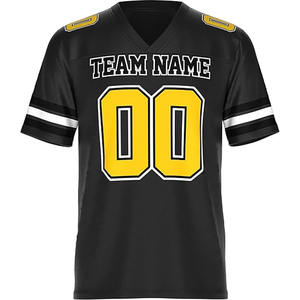 Camisetas de fútbol en blanco americanas personalizadas poliéster ligero, transpirable cuello en V diseño blanco rayas horizontales - Product Image 2