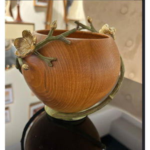 Tazón decorativo con ensaladera floral dorada Madera de Acacia Premium para fiestas en casa y cualquier ocasión Precio asequible - Product Image 6