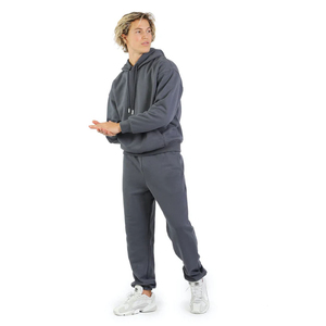 2025 arrivée hommes gris Baggy Fit 100% coton doux à capuche et pantalon cordon ensemble hommes hiver survêtement ensemble en bas quantité minimale de commande survêtement personnalisé - Product Image 1