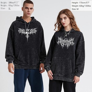 Coton mélangé basique impression personnalisée Y2K sweats à capuche 100% coton unisexe noir Vintage pull Streetwear décontracté Streetwear - Product Image 3