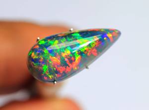 Beautiful Ethiopian <b>Black</b> Opal Cabochon Pear Smooth <b>Polished</b> <b>Black</b> Opal Gemstone Best for Jewelry Making - Product Image 4
