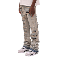 Fabricant de jeans sur mesure, jeans évasés vintage Y2K, 100% coton, effet usé à la main, pour hommes
