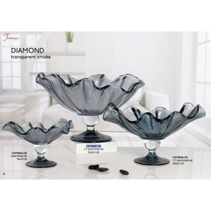 Ammaro-centro de mesa de cristal italiano, centro de mesa de cristal italiano de calidad superior, color humo transparente con cristal de pie alto - Product Image 6