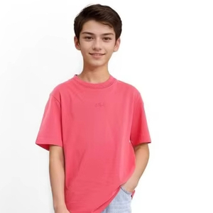 Camiseta de Cuello Redondo Extra Grande, Tejida, Ecológica, con Logotipo Personalizado del Fabricante, para Niños, Hombros Caídos, 100% Algodón Orgánico - Product Image 1