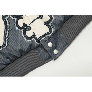 Nueva llegada de alta calidad otoño huesos esqueleto humano patrón abrigo StreetWear Retro americano béisbol uniforme Vintage hombres chaquetas - Product Image 6
