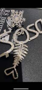 Colgante Hip Hop: Plata y Moissanita, 4 pulgadas x 3 pulgadas, Copos de Nieve como Cadena - Product Image 3