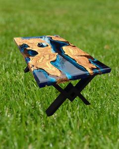 Living Room Luxury Handcrafted Epoxy Resin Rectangle Modern Waterproof Dining Table Acacia Wood Top Wedding <b>Gift</b> Customizable - Product Image 1