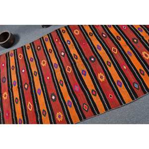 Tapis traditionnel en laine marron 4x9ft Vintage turc fait à la main Patchwork Design chevet Rectangle couloir Latex tapis ensembles - Product Image 5