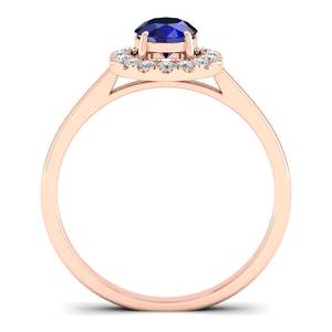 Anillos de Compromiso de Oro Sólido de 14K con Diamantes de Nuevo Diseño REYES para Mujer, Corte Brillante Redondo, Gema de Zafiro Azul de 0.5 Quilates - Product Image 4