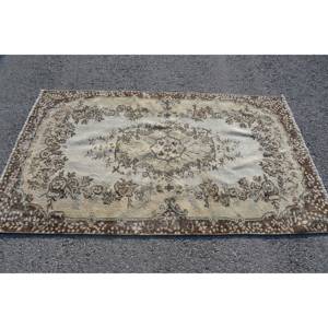 Tapis traditionnel turc vintage beige et marron 3.8X6.6 pi - Product Image 3
