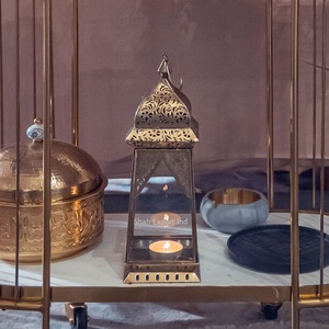 Antique Design Iron Metal Candle <b>Lantern</b> <b>Gold</b> Finished for Home Wedding & Christmas Tabletop & Floor Decor <b>Lanterns</b> - Product Image 4