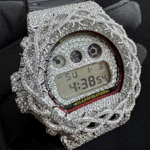 นาฬิกาคริสตัลแซฟไฟร์แฟชั่นหรูหราสไตล์ฮิปฮอปดิจิตอลออกแบบได้ตามต้องการ VVS Moissanite เพชรเข็มขัดยางอัตโนมัติของขวัญสำหรับผู้ชาย - Product Image 5