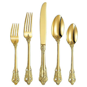 Royal Super Quality Handmade <b>Vintage</b> Style Wholesale Metal <b>Gold</b> Cutlery Set at Low Price for Luxury Wedding Dinner - Product Image 1