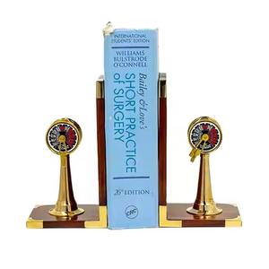 Luxury Gold Finish Pineapple Bookends <b>Set</b> <b>Of</b> 2 For Stylish Home Office And Bookshelf Decoration Accent Handcrafted From India - Product Image 3