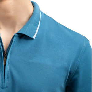 Camiseta de polo de punto de algodón antiarrugas a la moda para hombre, 100% algodón, media cremallera, manga corta, logotipo personalizado sólido, fábrica - Product Image 4