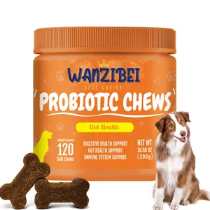 Wanzibei Probióticos masticables para perros, todos los probióticos naturales para perros promueven las enzimas digestivas para el estreñimiento, estimulan la salud intestinal