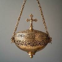 Brûleur d'encens à charbon de bois antique ChristFume encensoir en laiton fabriqué à la main pour la messe et les offrandes spirituelles