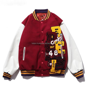 Chaqueta universitaria personalizada con letras bordadas de lana de cuero y soporte de moda de invierno para hombres y mujeres - Product Image 1