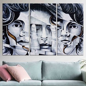 Art graffiti personnalisé moderne : Toile imprimée à suspendre au mur, LOT DE 3 TOILES - Product Image 1